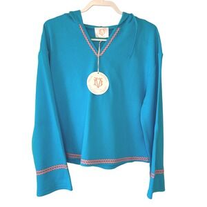 Victoria Dunn VD Lounge Turquoise Pink Hoodie Pink Ric Rak‎ Size L